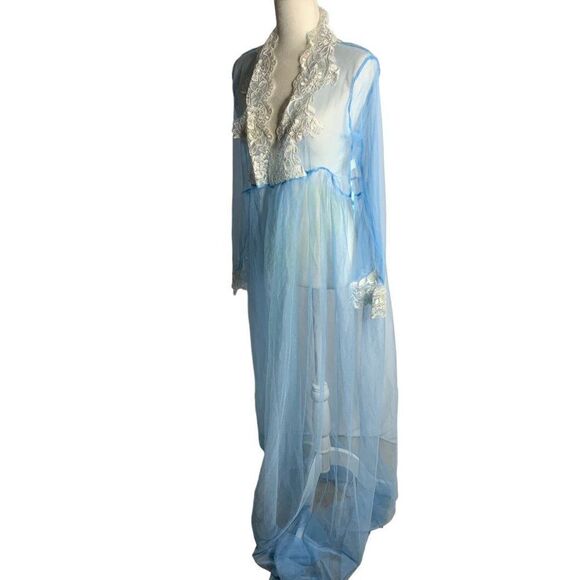 Sheer Mesh Floor Length Tulle Robe S Blue Lingerie Maternity Shoots Photography - Picture 5 of 6